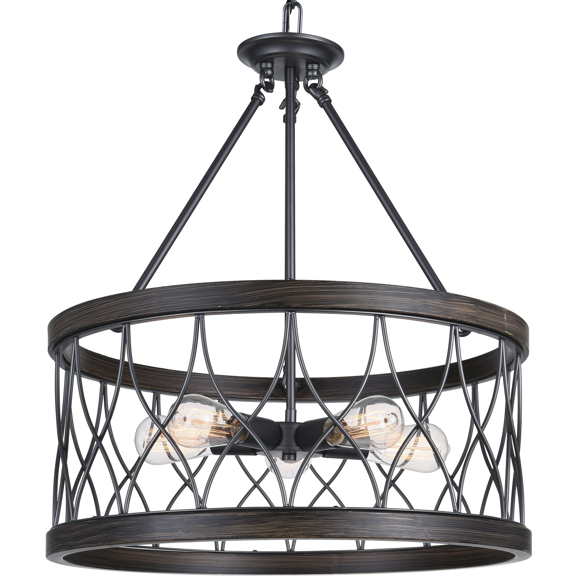 Amazon 5 Light 23 inch Gun Metal Drum Shade Chandelier Ceiling Light