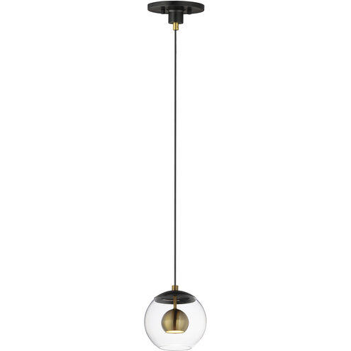 Nucleus LED 7 inch Black and Natural Aged Brass Single Pendant Ceiling Light