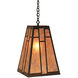 Asheville 1 Light 12 inch Mission Brown Pendant Ceiling Light in White Opalescent