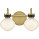 Lucy 2 Light 15.5 inch Lacquered Brass with Black Bath Light Wall Light
