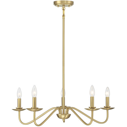 Modern 5 Light 28 inch Natural Brass Chandelier Ceiling Light