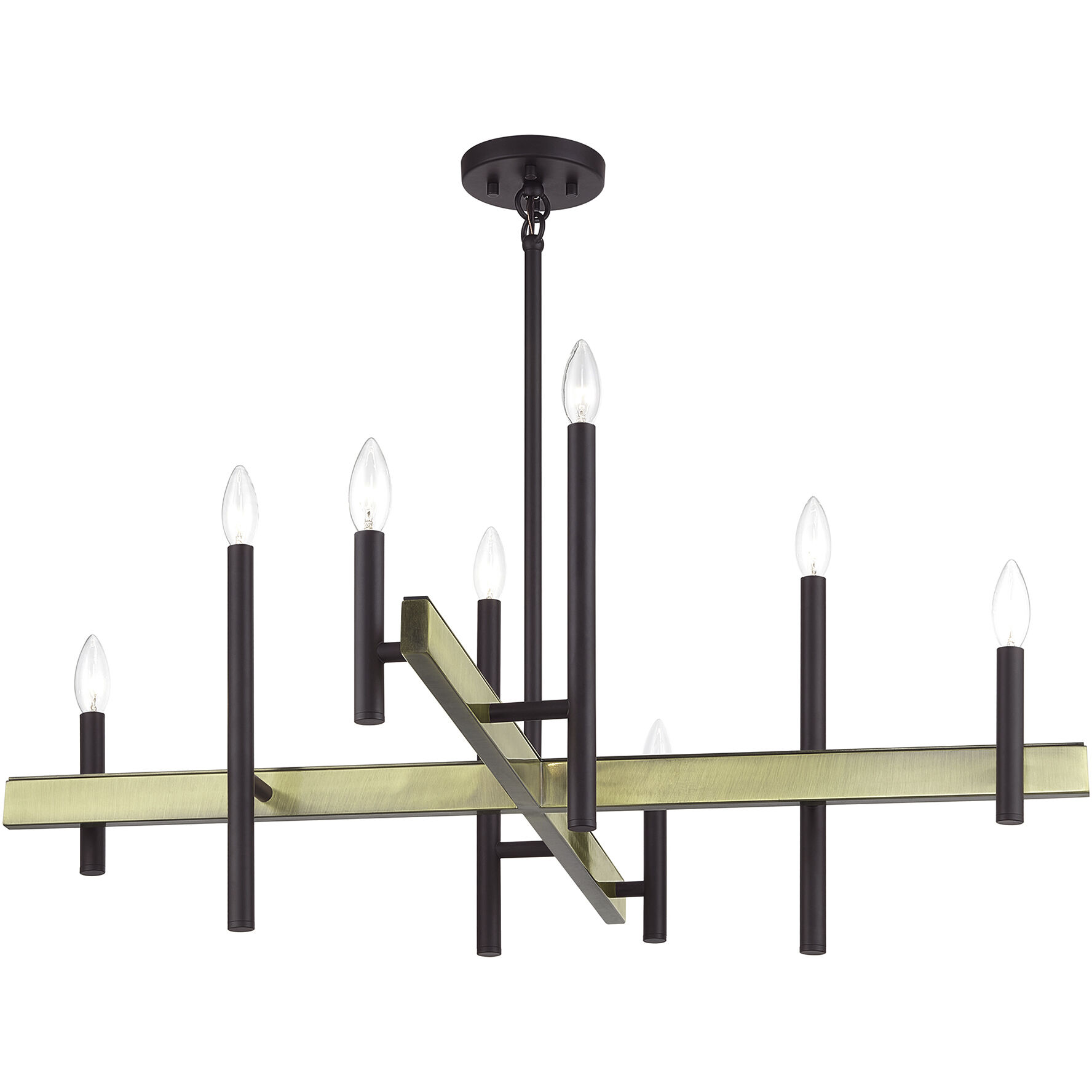 Denmark 8 Light 36 inch Bronze with Antique Brass Accents Chandelier Ceiling Light