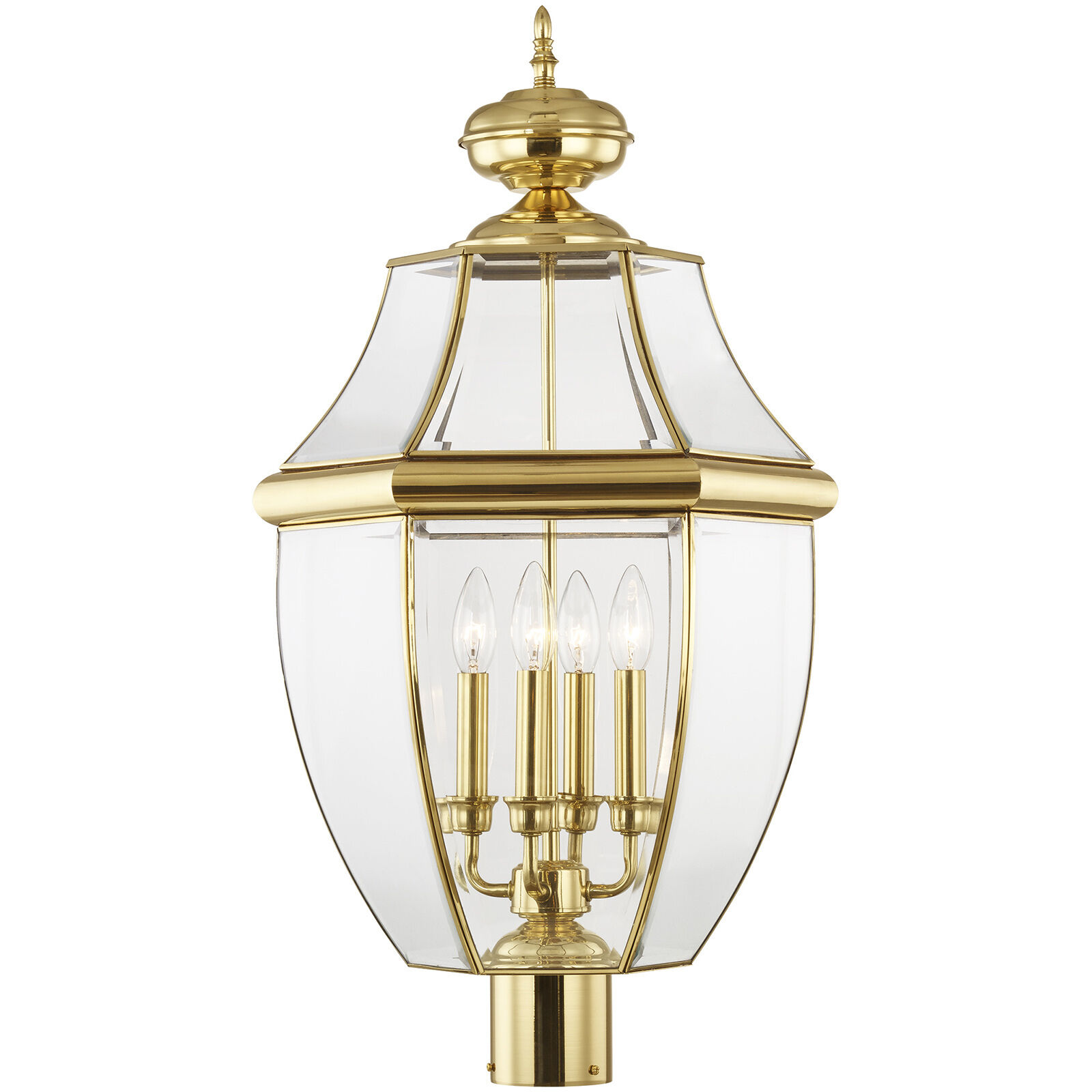 Monterey 4 Light 29 inch Polished Brass Outdoor Post Top Lantern