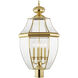Monterey 4 Light 29 inch Polished Brass Outdoor Post Top Lantern