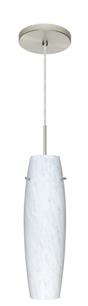 Suzi LED Satin Nickel Pendant Ceiling Light in Carrera Glass