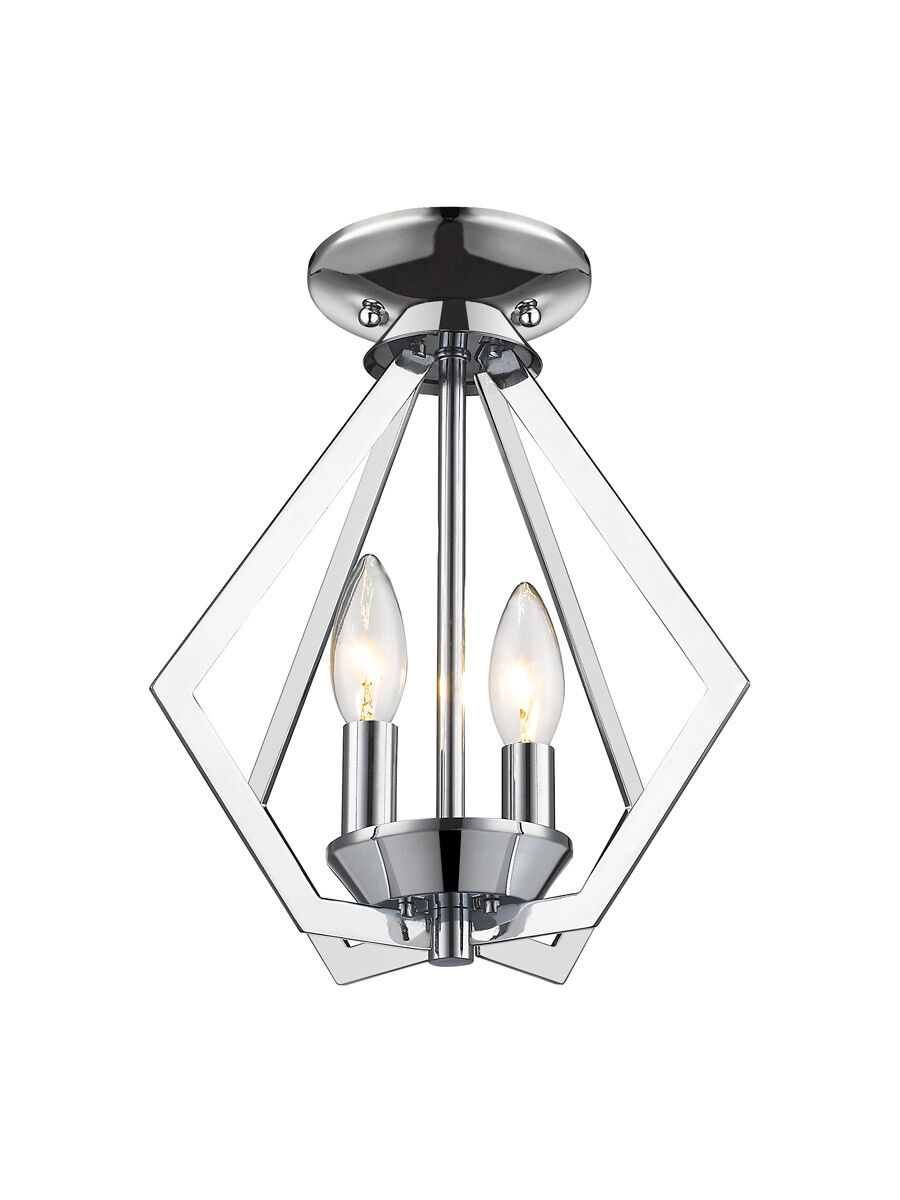 Prism 2 Light 11 inch Polished Chrome Convertible Mini Chandelier/Ceiling Mount Ceiling Light