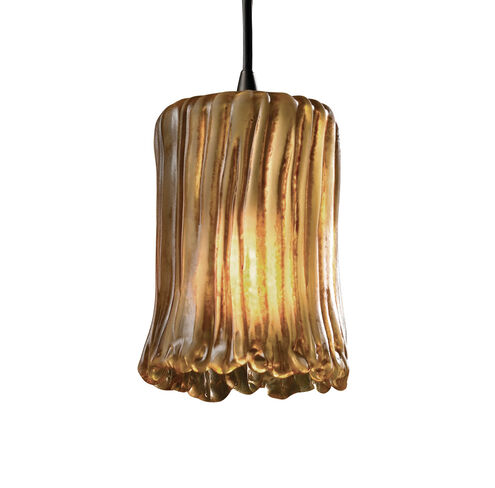 Veneto Luce LED 4.5 inch Matte Black Pendant Ceiling Light in 700 Lm LED, Gold with Clear Rim (Veneto Luce), Cylinder with Rippled Rim
