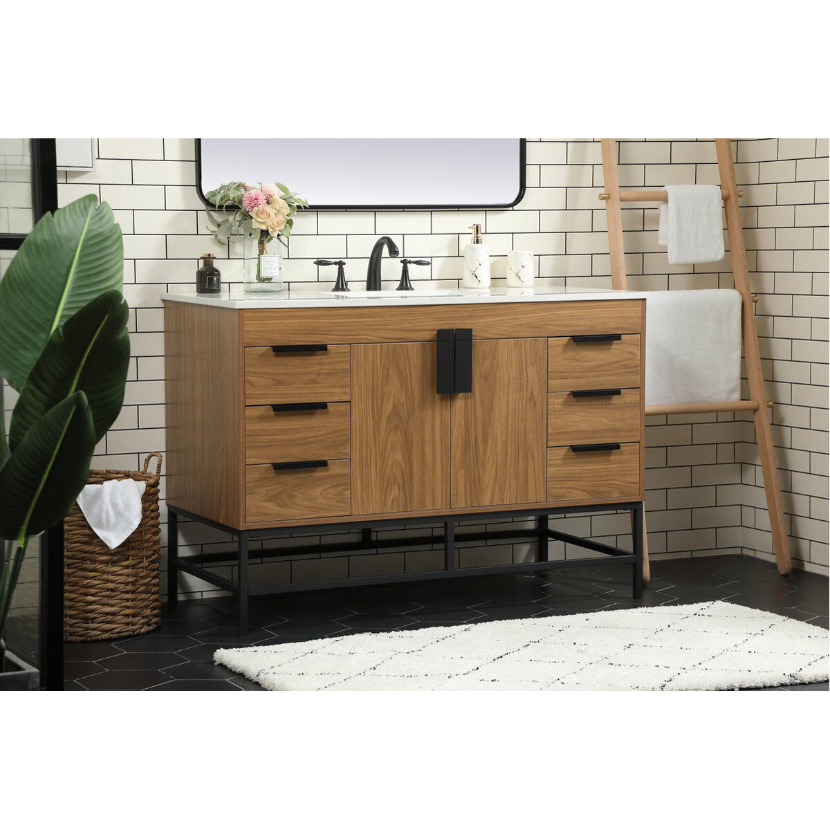 Eugene 48 X 22 X 34 inch Walnut Brown Vanity Sink Set
