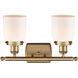 Ballston Small Bell 2 Light 16 inch Brushed Brass Bath Vanity Light Wall Light in Matte White Glass