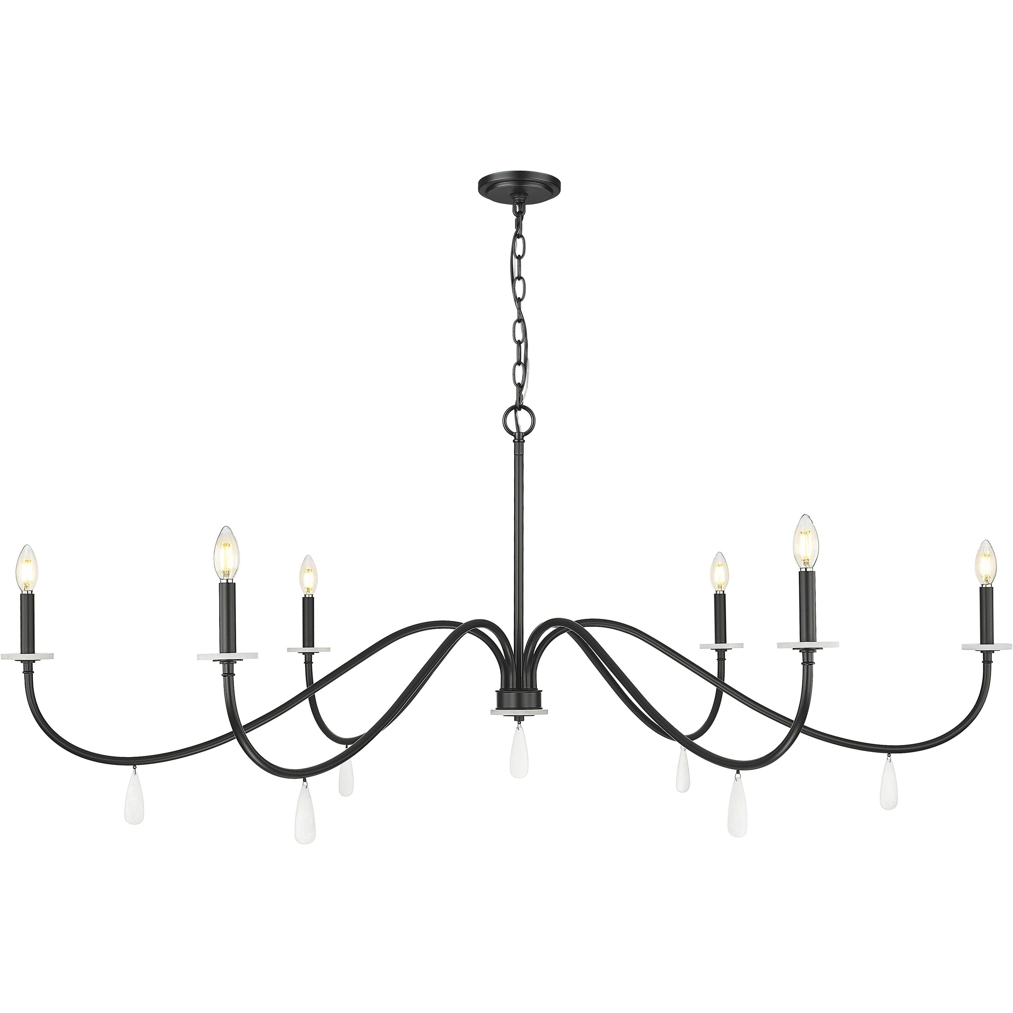 Toussant 6 Light 63 inch Matte Black Chandelier Ceiling Light