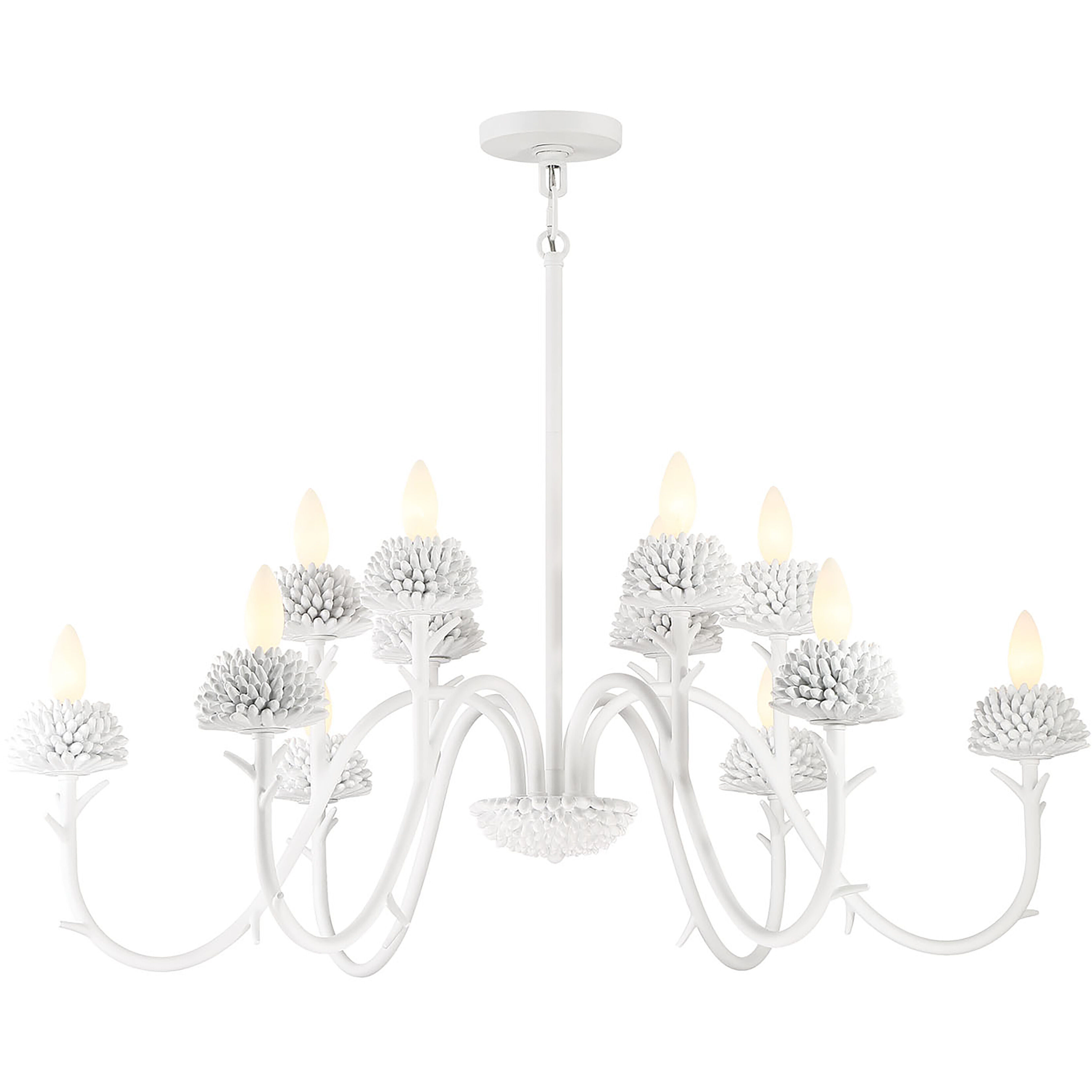 North Fork 12 Light 38 inch Sand White Chandelier Ceiling Light, Two Tier