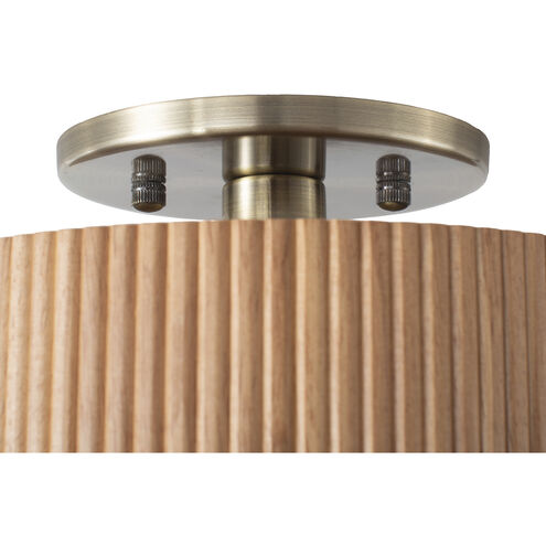 Tambo LED 10 inch Natural Ash and Weathered Brass Semi-Flush Mount Ceiling Light