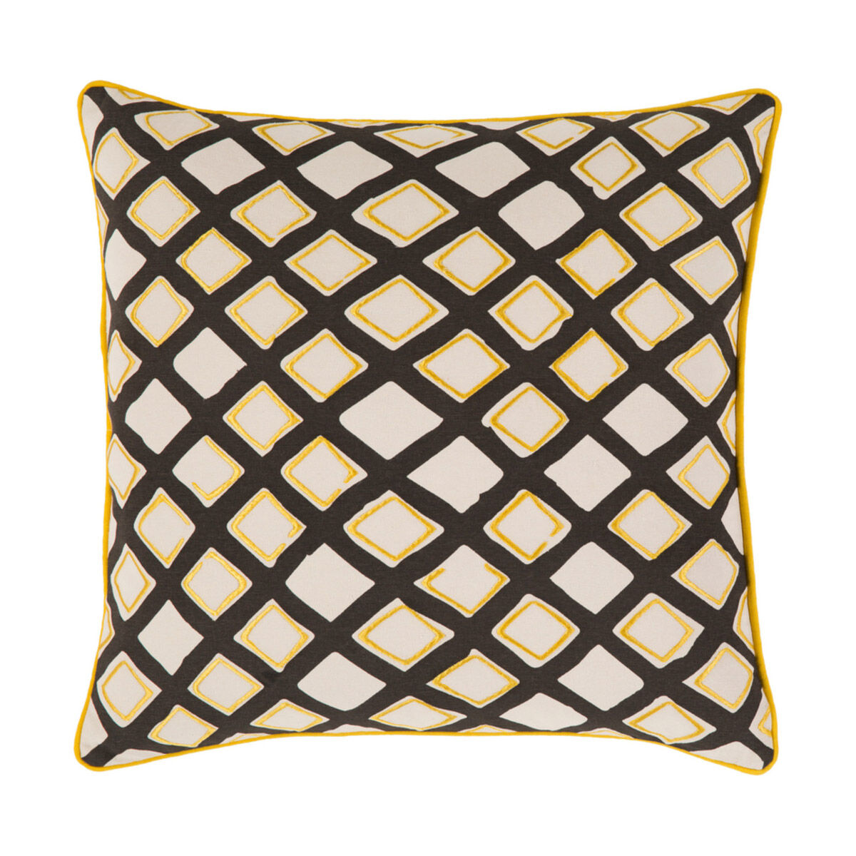 Omo 18 X 18 inch Saffron and Cream Throw Pillow