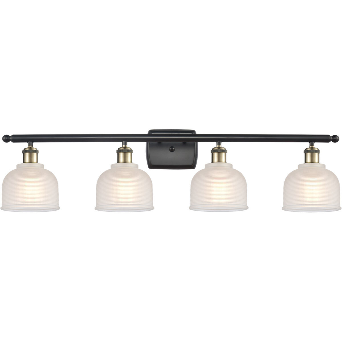 Ballston Dayton LED 36 inch Black Antique Brass Bath Vanity Light Wall Light in White Glass, Ballston