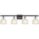 Ballston Dayton 4 Light 36 inch Black Antique Brass Bath Vanity Light Wall Light in White Glass, Ballston