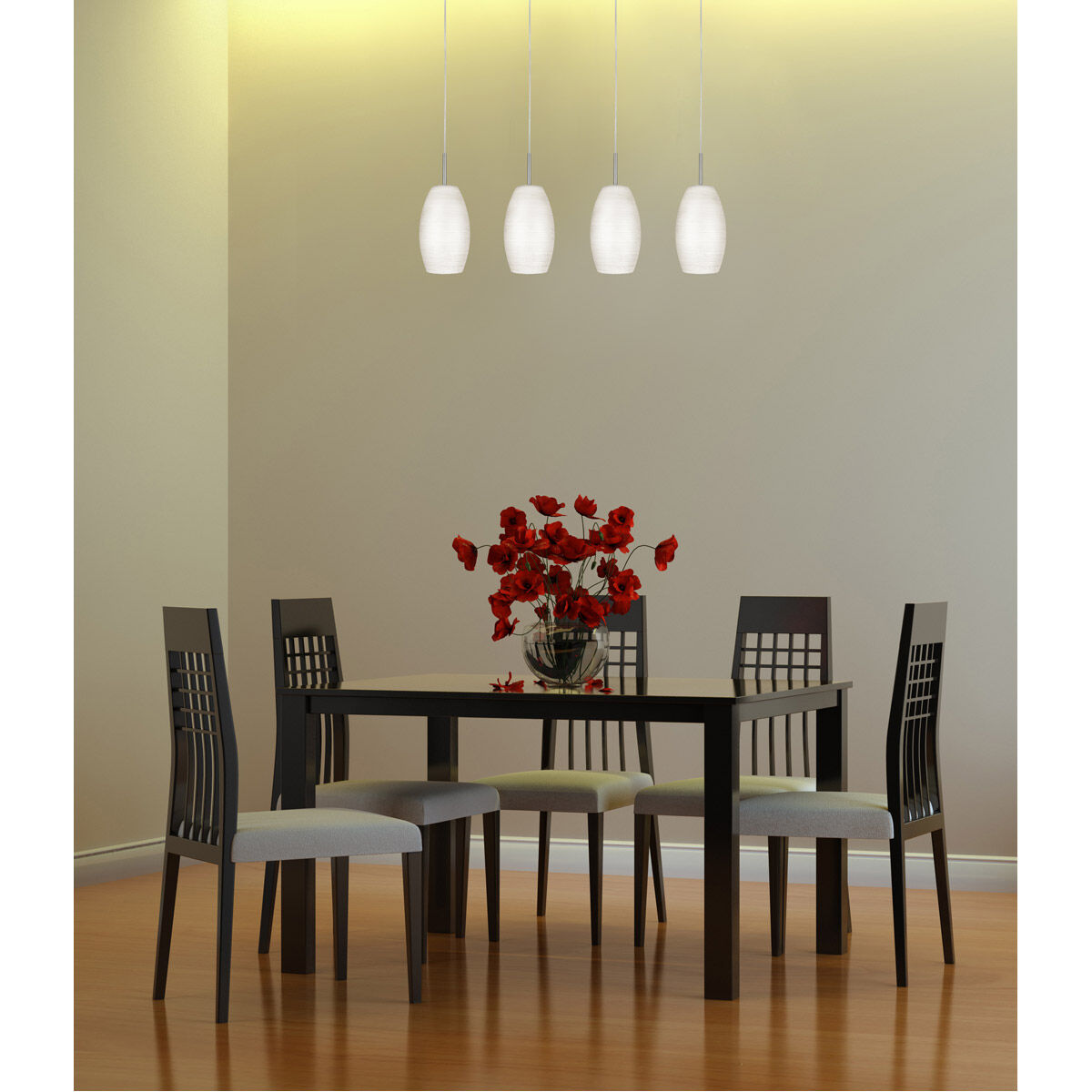 Batista 1 4 Light 39.75 inch Matte Nickel Trestle Hanging Light Ceiling Light