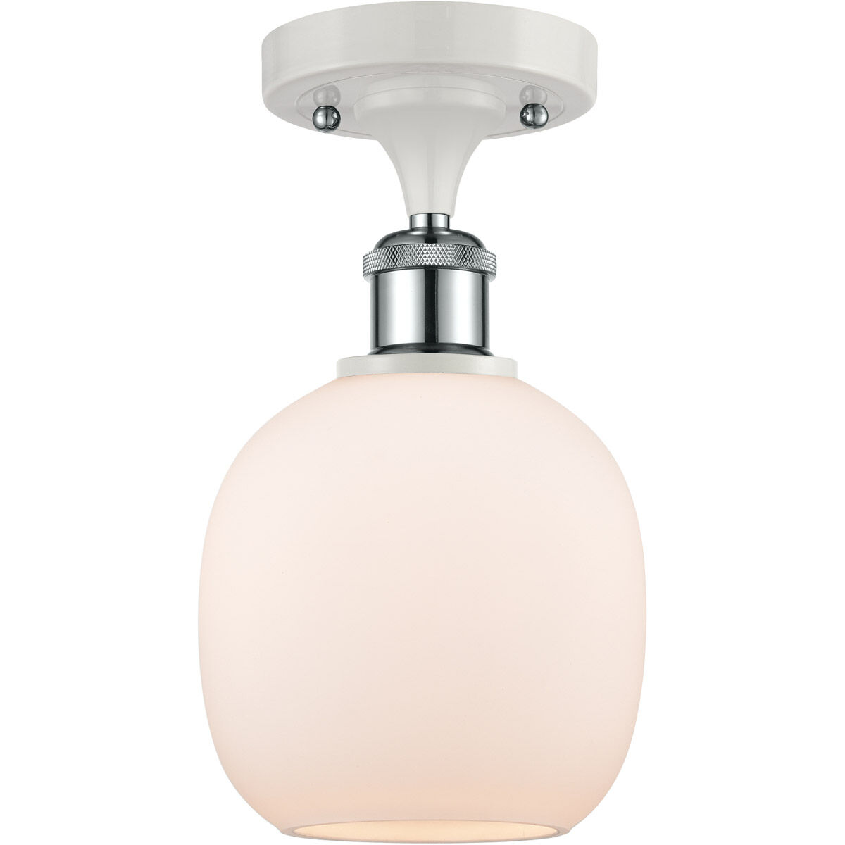 Ballston Belfast 1 Light 6 inch White and Polished Chrome Semi-Flush Mount Ceiling Light in Matte White Glass, Ballston