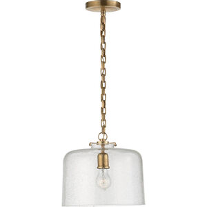Thomas O'Brien Katie 1 Light 12 inch Hand-Rubbed Antique Brass Pendant Ceiling Light in Seeded Glass