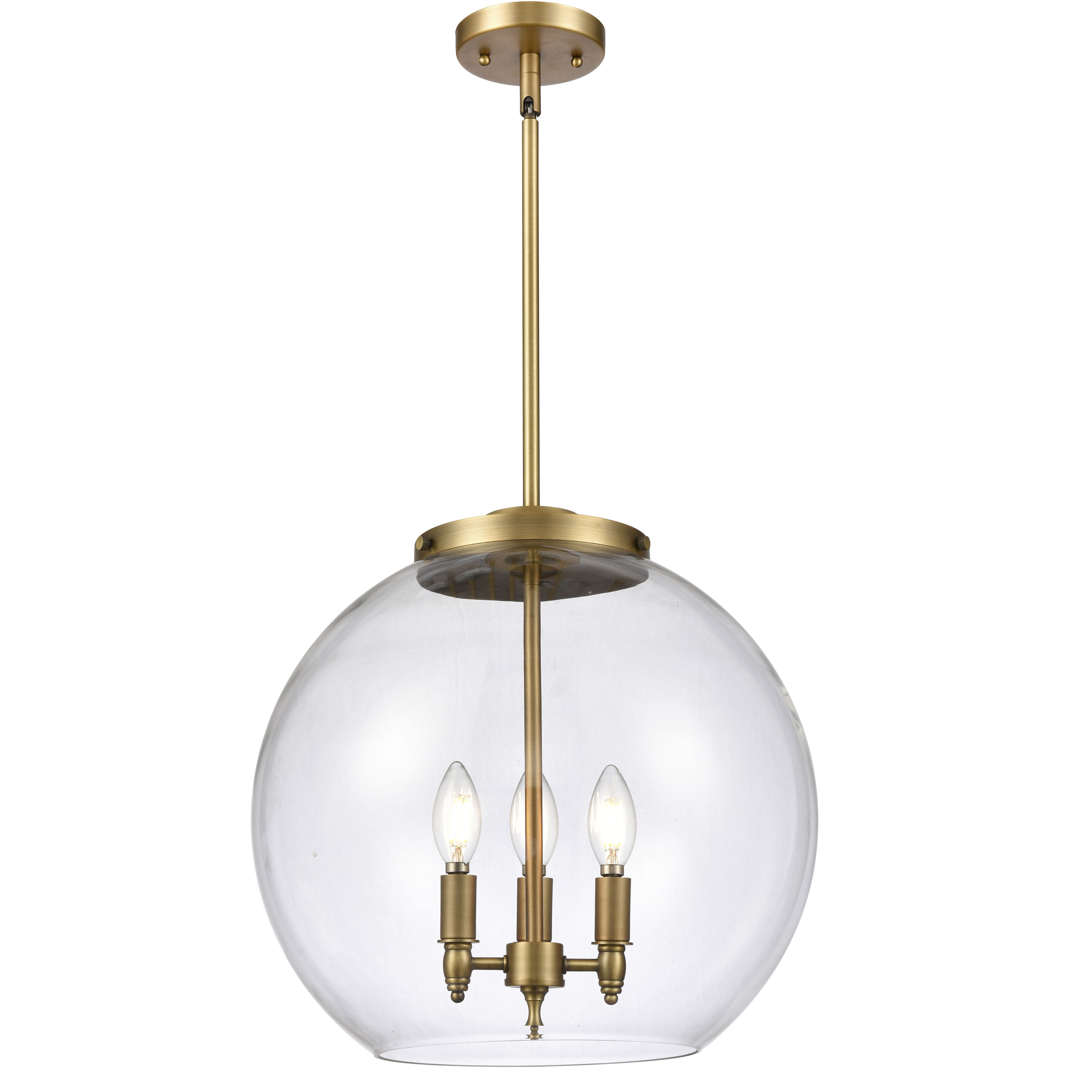 Ballston Athens 3 Light 15.75 inch Brushed Brass Statement Pendant Ceiling Light in Incandescent, Clear