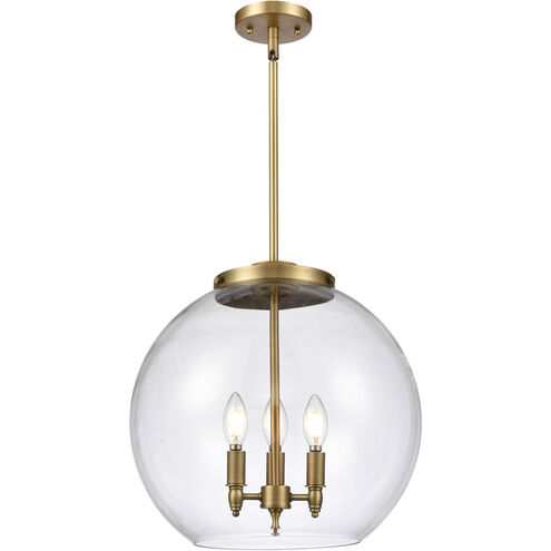 Ballston Athens 3 Light 15.75 inch Brushed Brass Statement Pendant Ceiling Light in Incandescent, Clear
