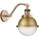 Franklin Restoration Hampden 1 Light 7.25 inch Brushed Brass Sconce Wall Light in Seedy Glass