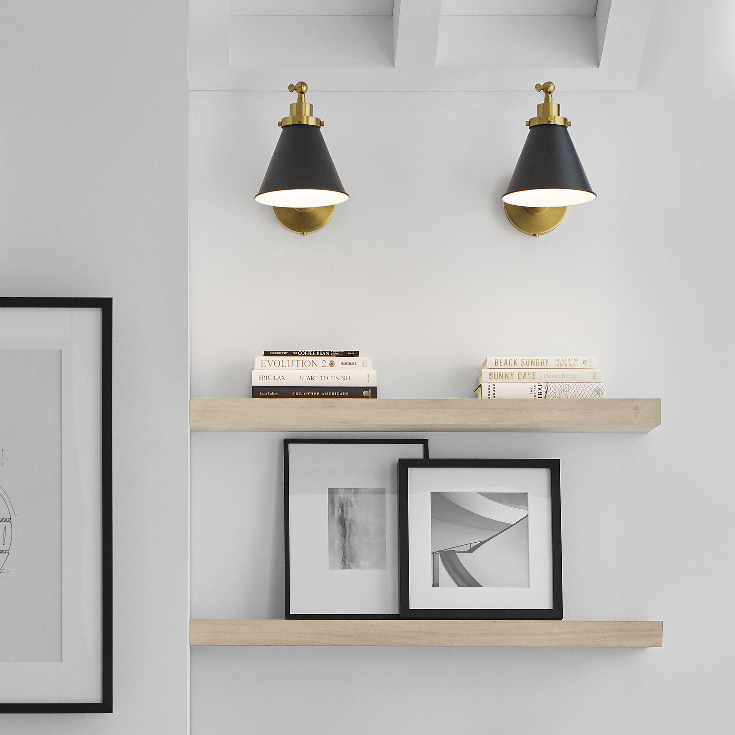 C&M by Chapman & Myers Wellfleet 15.88 inch 75 watt Midnight Black and Burnished Brass Task Sconce Wall Light in Midnight Black / Burnished Brass