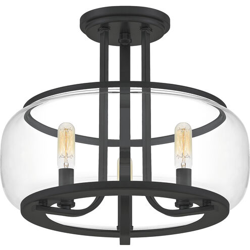 Pruitt 3 Light 13.75 inch Matte Black Semi-Flush Mount Ceiling Light