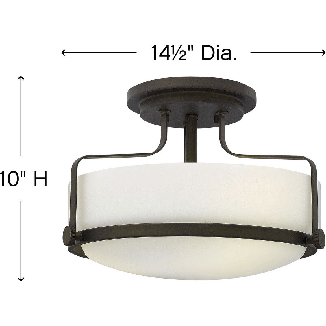 Harper 3 Light 14.5 inch Oil Rubbed Bronze Indoor Semi-Flush Mount Ceiling Light in White