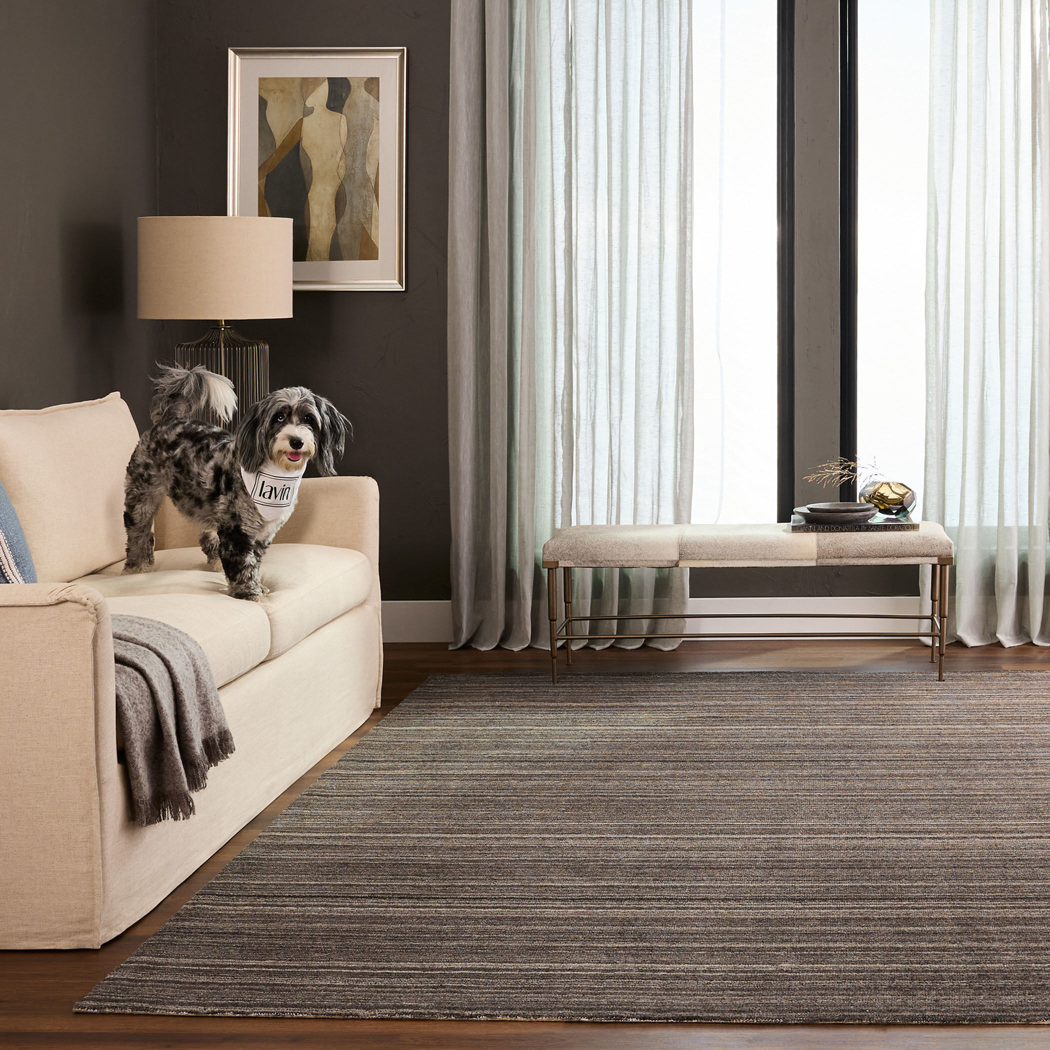 Riya 130 X 94 inch Dark Grey Rug in 8 x 11