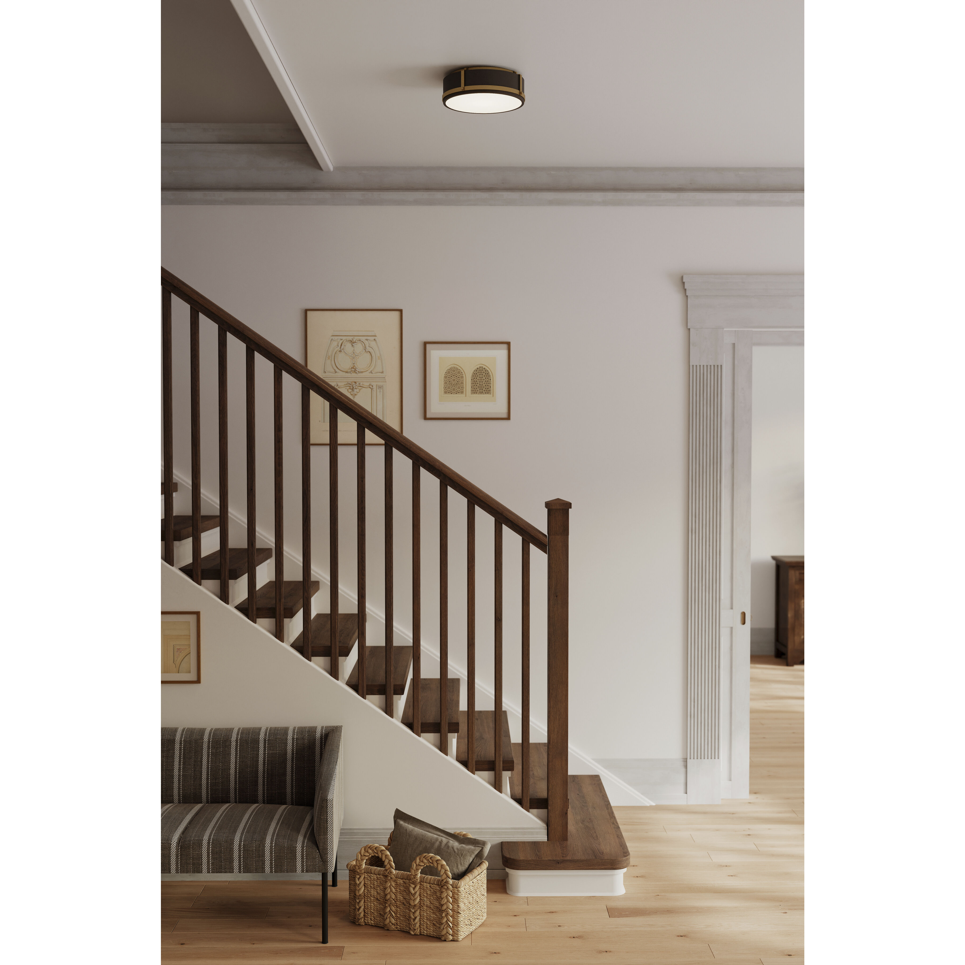 Lynca LED 13.75 inch Legacy Brass and Dark Bronze Flush Mount Ceiling Light