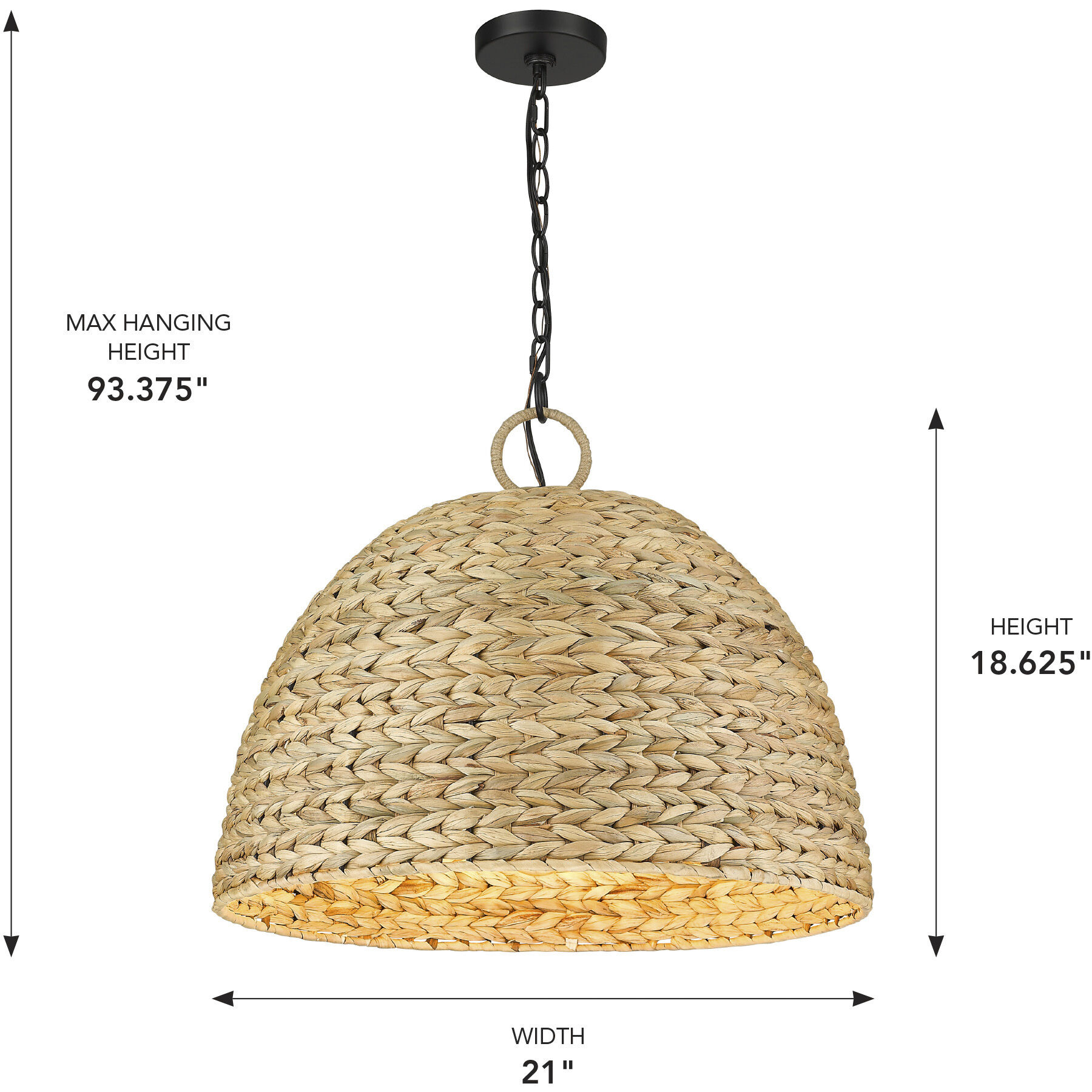 Rue Pendant Ceiling Light in Woven Sweet Grass