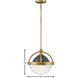 Watson 1 Light 12 inch Heritage Brass with Slate Bronze Indoor Pendant Ceiling Light