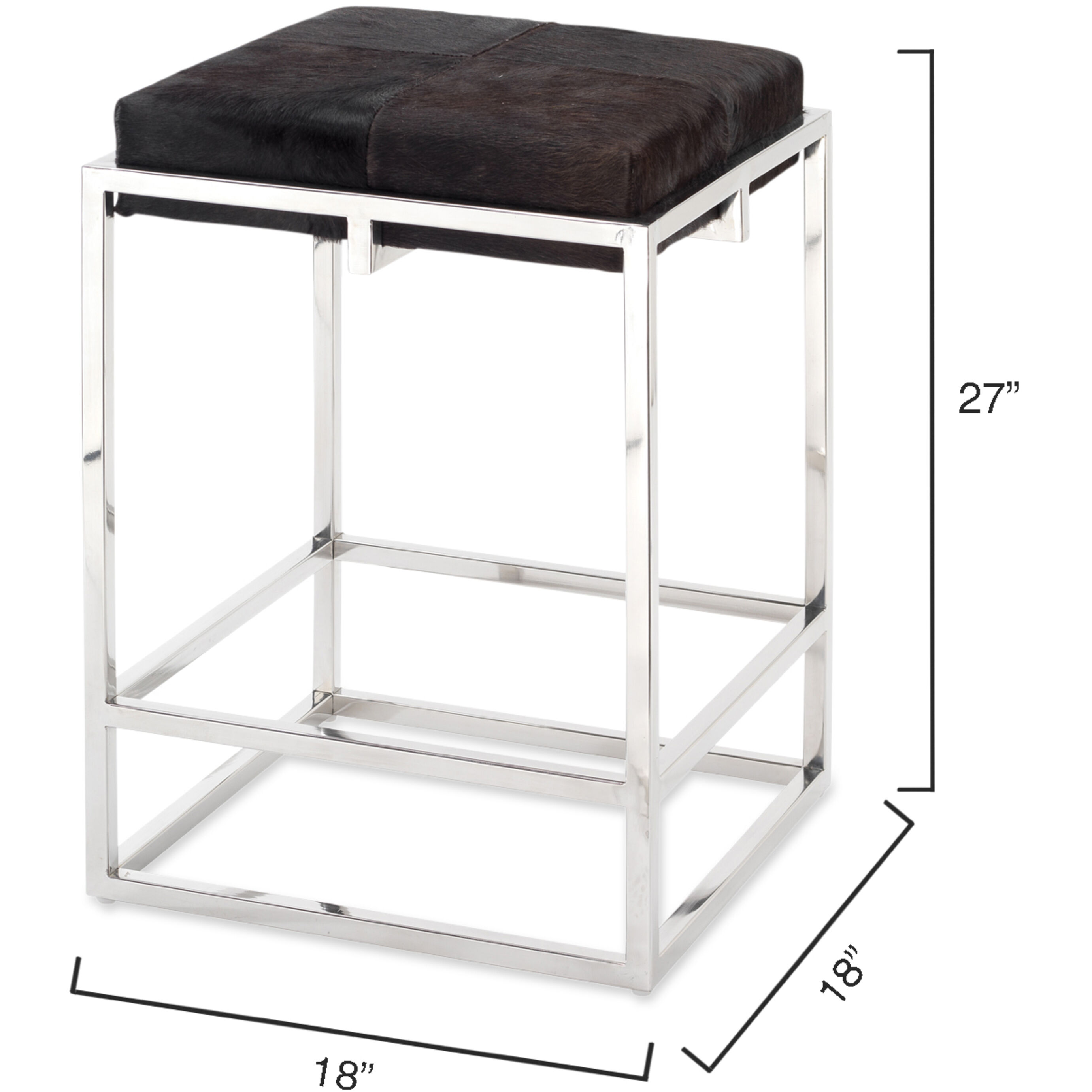 Shelby 27 inch Espresso Hide & Nickel Metal Counter Stool