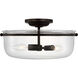 Chapman & Myers Lorford LED 15.5 inch Aged Iron Semi-Flush Ceiling Light in Clear Glass, Medium