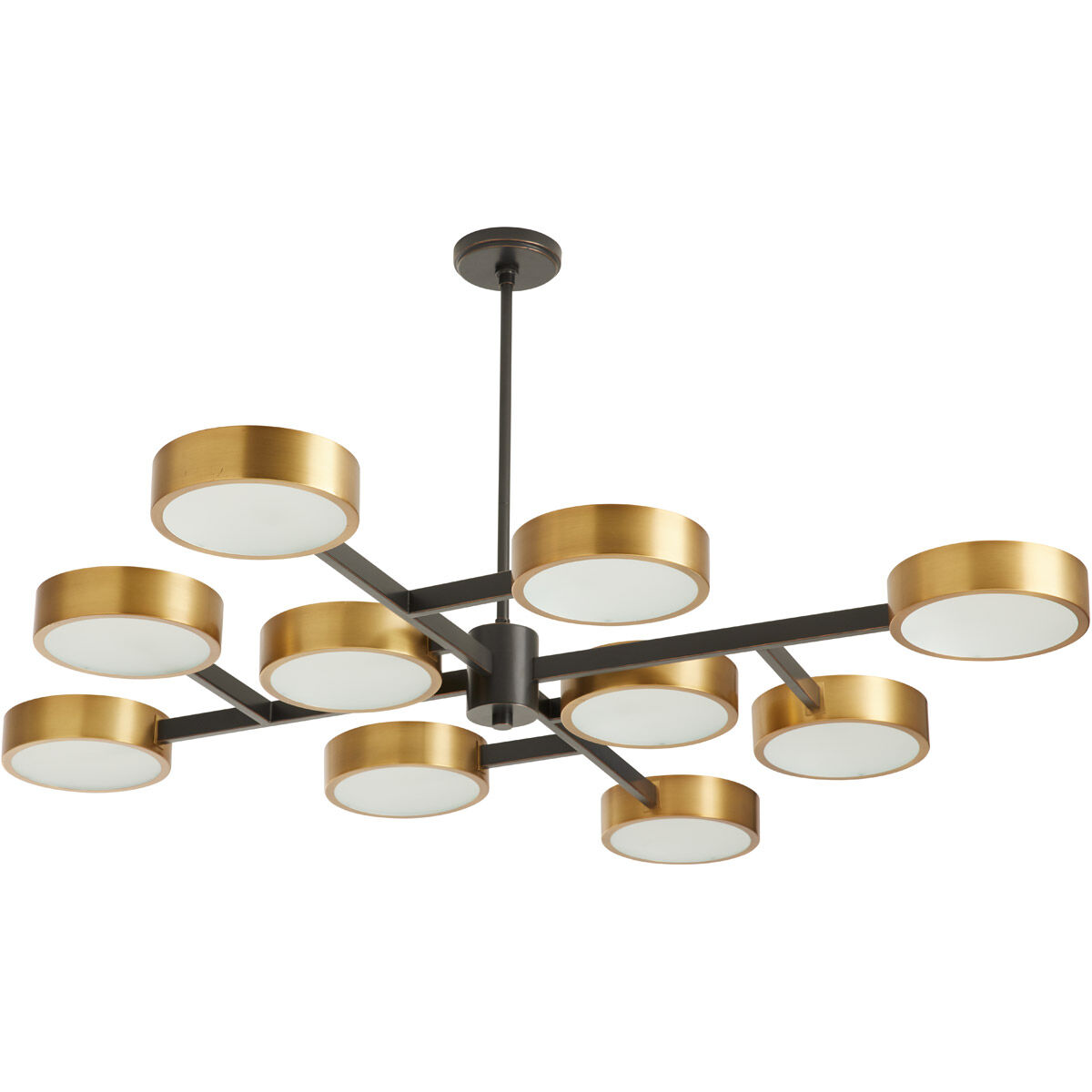 Linus 10 Light 55 inch Antique Brass and Bronze Starburst Chandelier Ceiling Light