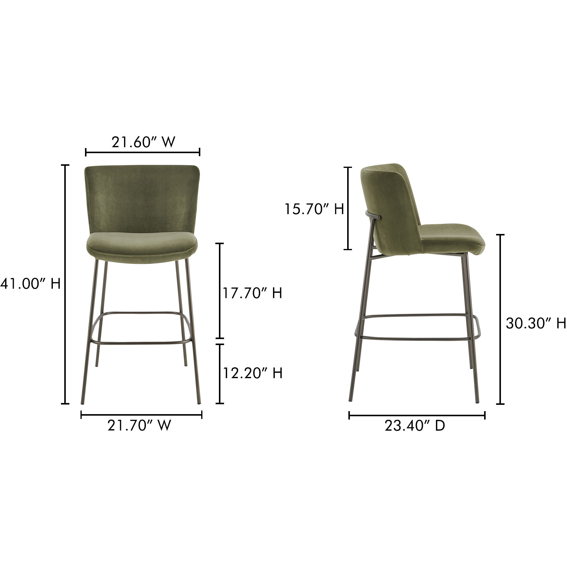 Early 41 inch Green Bar Stool