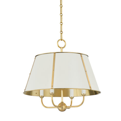 Cambridge 4 Light 20.25 inch Aged Brass/Off White Chandelier Ceiling Light