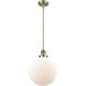 Franklin Restoration Beacon LED 12 inch Antique Brass Mini Pendant Ceiling Light in Matte White, Franklin Restoration