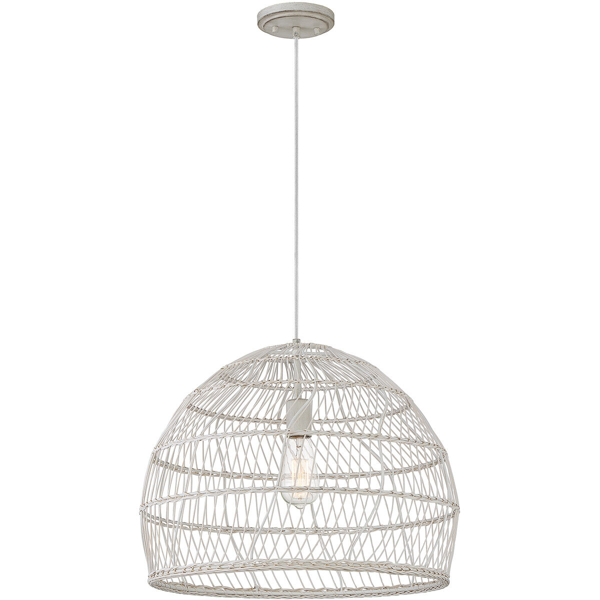 Bohemian 1 Light 20 inch White Rattan Pendant Ceiling Light