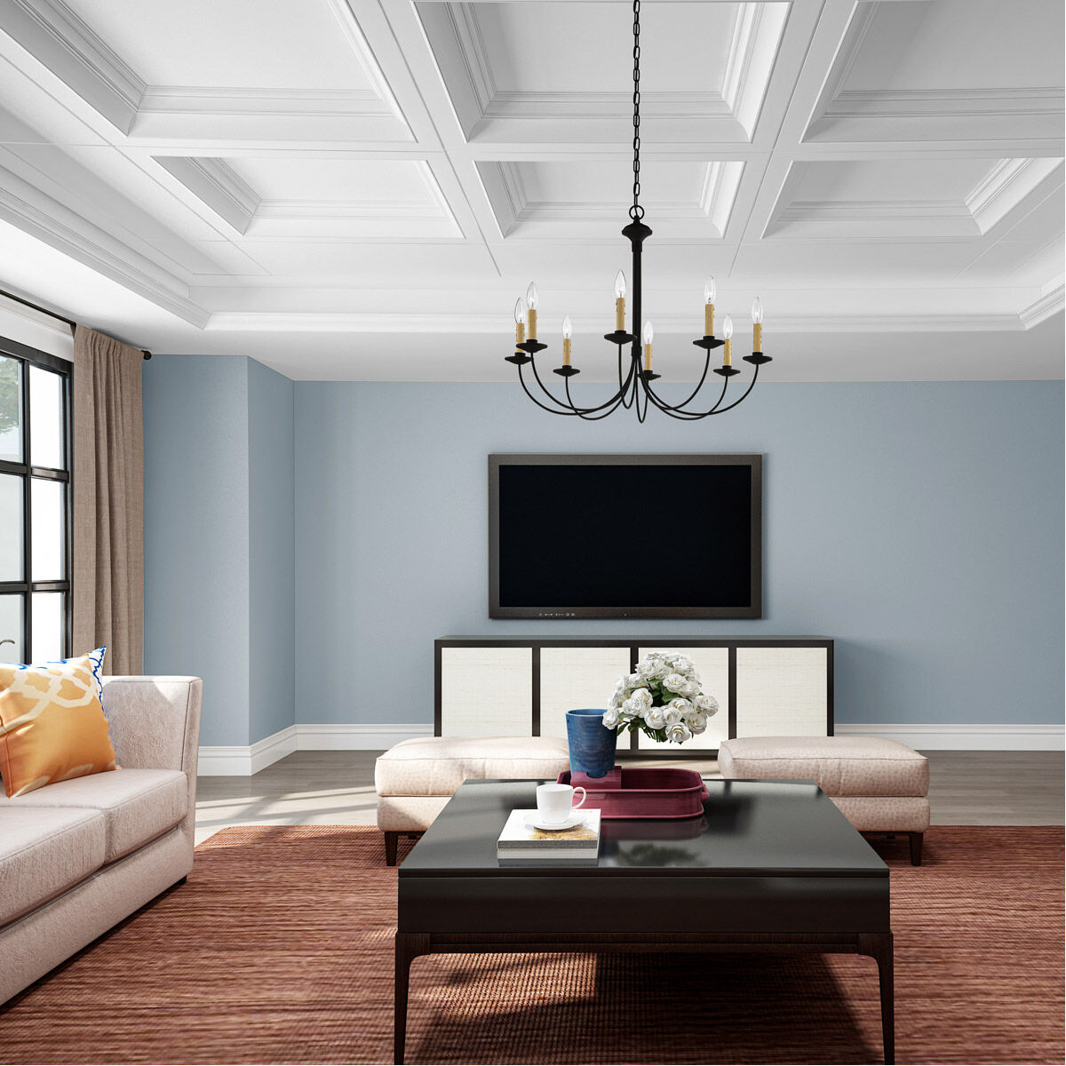 Heritage 8 Light 30 inch Black Chandelier Ceiling Light