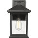 Portland 1 Light 14 inch Black Outdoor Wall Light in Clear Beveled Glass, 4.94