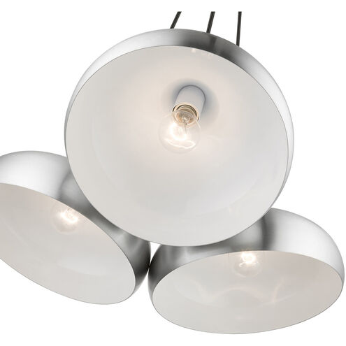 Amador 3 Light 25 inch Brushed Aluminum with Polished Chrome Accents Cluster Pendant Ceiling Light