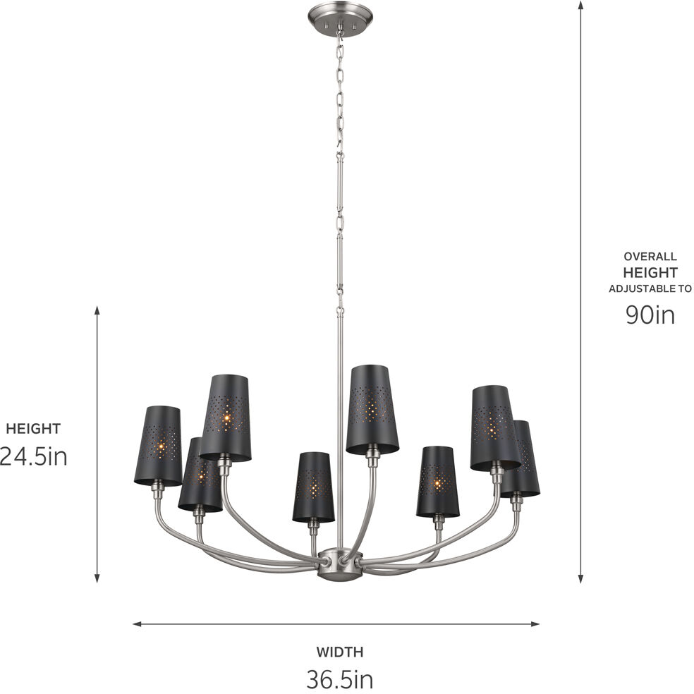 Adeena 8 Light 36.5 inch Classic Pewter Chandelier Ceiling Light