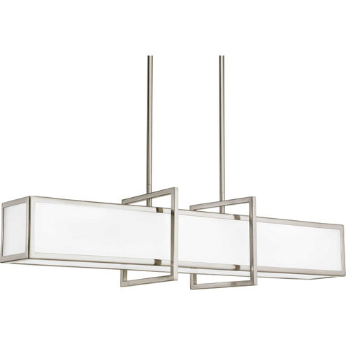 Haven 4 Light 34 inch Brushed Nickel Linear Pendant Ceiling Light in Etched