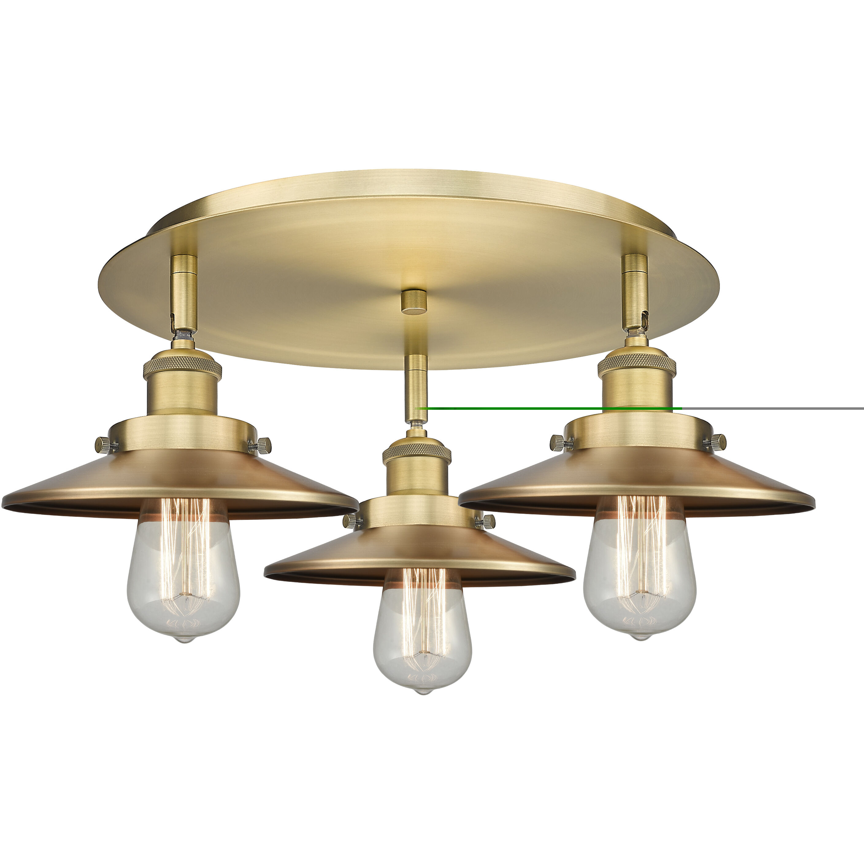 Ballston Urban 3 Light 19.75 inch Brushed Brass Flush Mount Ceiling Light