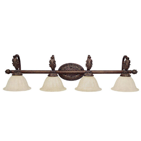Capital Lighting Monarch 4 Light Vanity in Gilded Bronze with Rust Scavo Glass 1374GB-260
