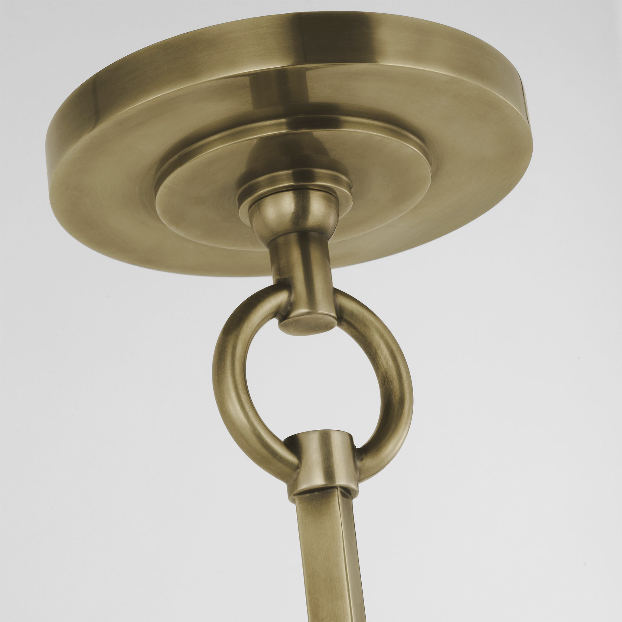 Thomas O'Brien Reed 2 Light 22 inch Hand-Rubbed Antique Brass Hanging Shade Ceiling Light in Linen with Black Trim