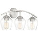 Transitional 3 Light 24 inch Brushed Nickel Bathroom Vanity Light Wall Light
