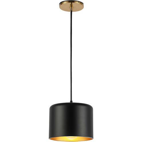 Emilia 1 Light 8 inch Aged Brass with Matte Black Pendant Ceiling Light