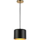 Emilia 1 Light 8 inch Aged Brass with Matte Black Pendant Ceiling Light